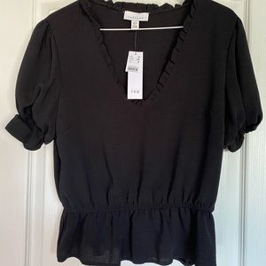 TOP SHOP -Black cap sleeve blouse US 8